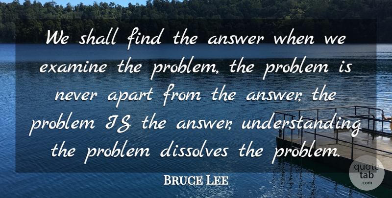 Bruce Lee Quote About Understanding, Answers, Problem: We Shall Find The Answer...
