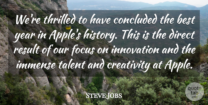 Steve Jobs Quote About Best, Concluded, Creativity, Direct, Focus: Were Thrilled To Have Concluded...