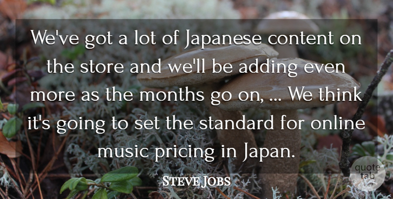 Steve Jobs Quote About Adding, Content, Japanese, Months, Music: Weve Got A Lot Of...