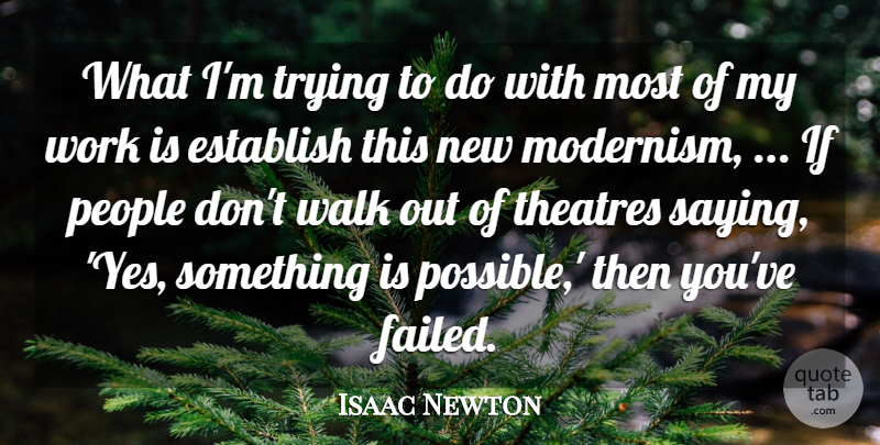 Isaac Newton Quote About Establish, People, Trying, Walk, Work: What Im Trying To Do...