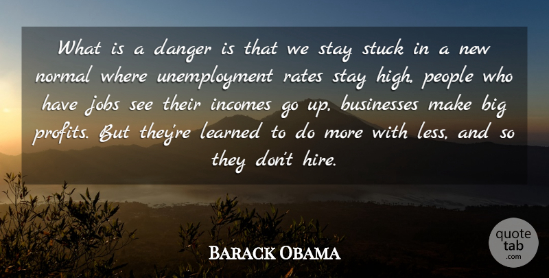Barack Obama Quote About Businesses, Learned, Normal, People, Rates: What Is A Danger Is...
