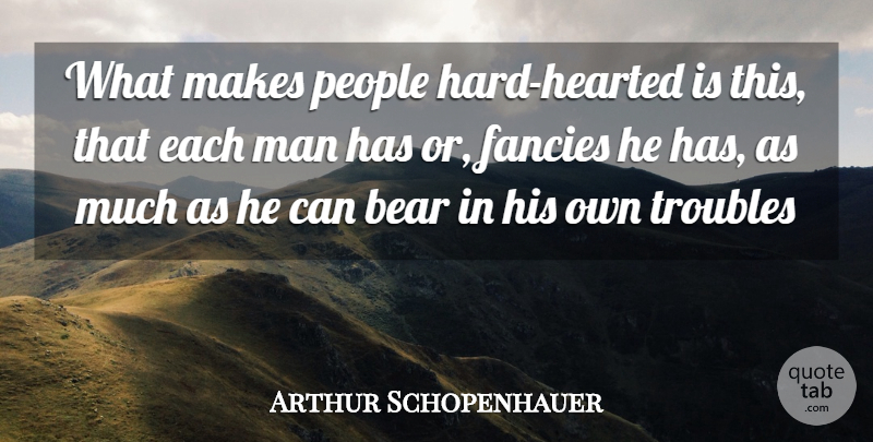 Arthur Schopenhauer Quote About Men, People, Fancy: What Makes People Hard Hearted...