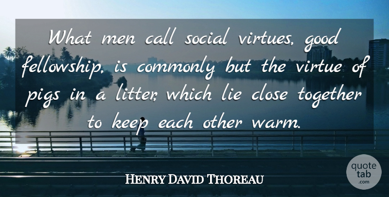 Henry David Thoreau Quote About Lying, Men, Pigs: What Men Call Social Virtues...