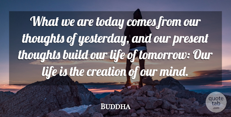 Buddha Quote About Build, Creation, Life, Present, Thoughts: What We Are Today Comes...