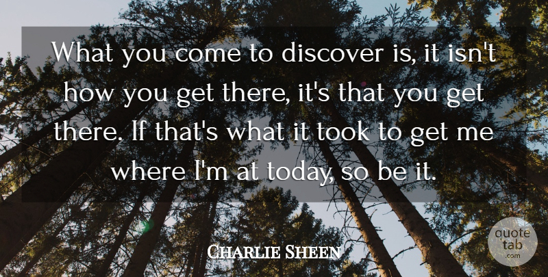 Charlie Sheen Quote About Today, Ifs: What You Come To Discover...