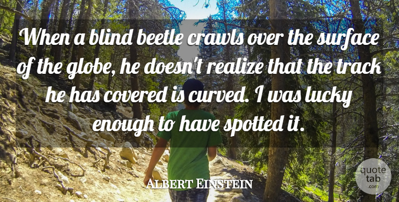 Albert Einstein Quote About Track, Interesting, Lucky: When A Blind Beetle Crawls...