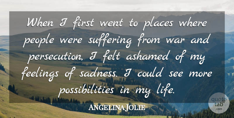 Angelina Jolie Quote About War, Sadness, People: When I First Went To...