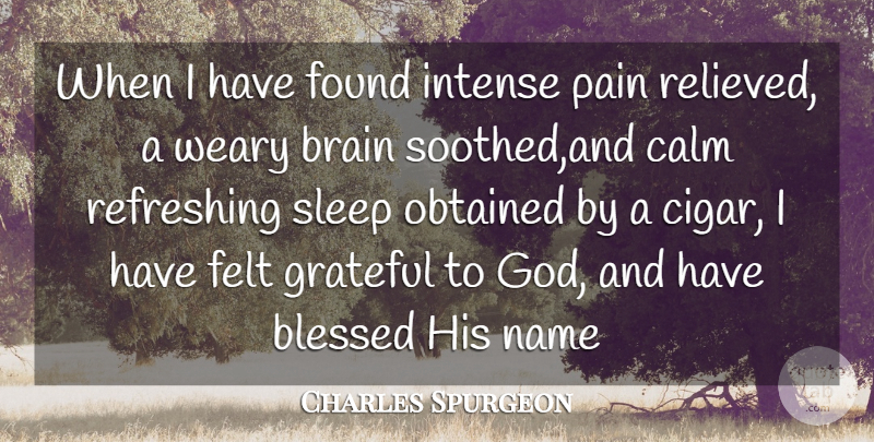 Charles Spurgeon Quote About Blessed, Brain, Brains, Calm, Felt: When I Have Found Intense...