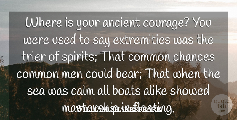 William Shakespeare Quote About Men, Sea, Floating: Where Is Your Ancient Courage...