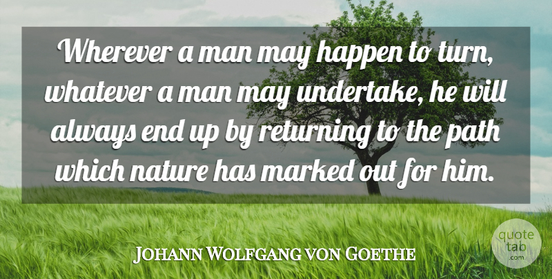 Johann Wolfgang von Goethe Quote About Men, May, Path: Wherever A Man May Happen...