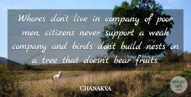 Chanakya Quote About Men, Bird, Tree: Whores Dont Live In Company...