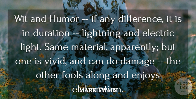 Mark Twain Quote About Along, Damage, Duration, Electric, Enjoys: Wit And Humor If Any...
