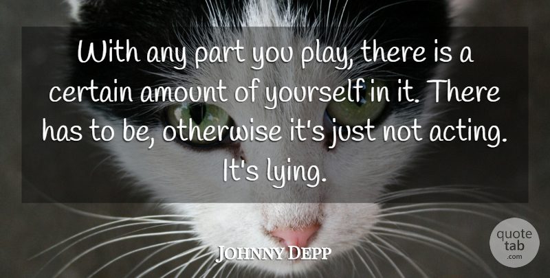 Johnny Depp Quote About Inspirational, Motivational, Lying: With Any Part You Play...