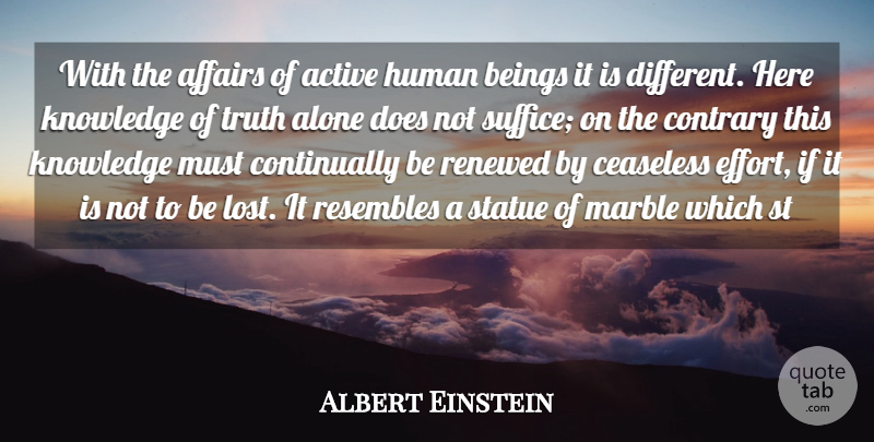 Albert Einstein Quote About Active, Affairs, Alone, Beings, Contrary: With The Affairs Of Active...