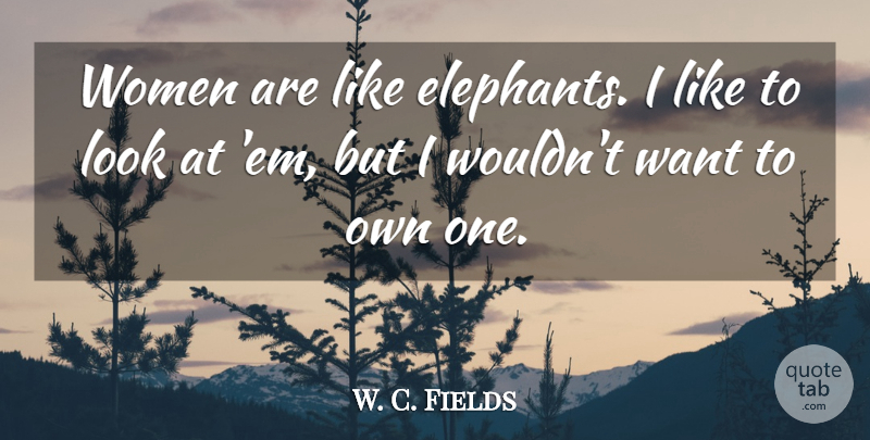 W. C. Fields Quote About Funny, Marriage, Women: Women Are Like Elephants I...