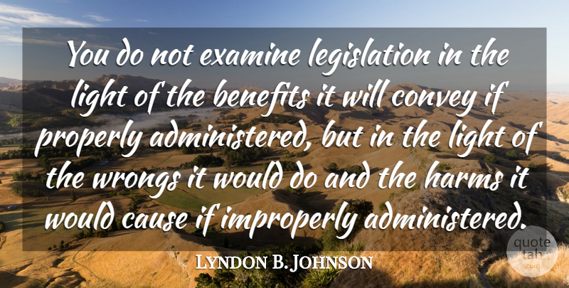Lyndon B. Johnson Quote About Inspirational, Light, Government: You Do Not Examine Legislation...