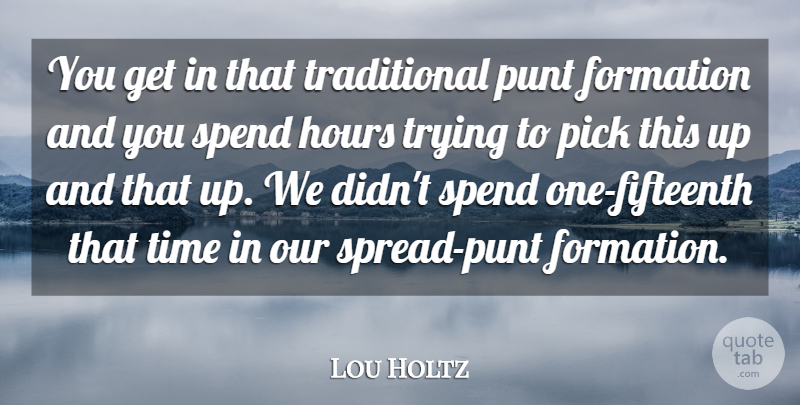 Lou Holtz Quote About Hours, Pick, Spend, Time, Trying: You Get In That Traditional...