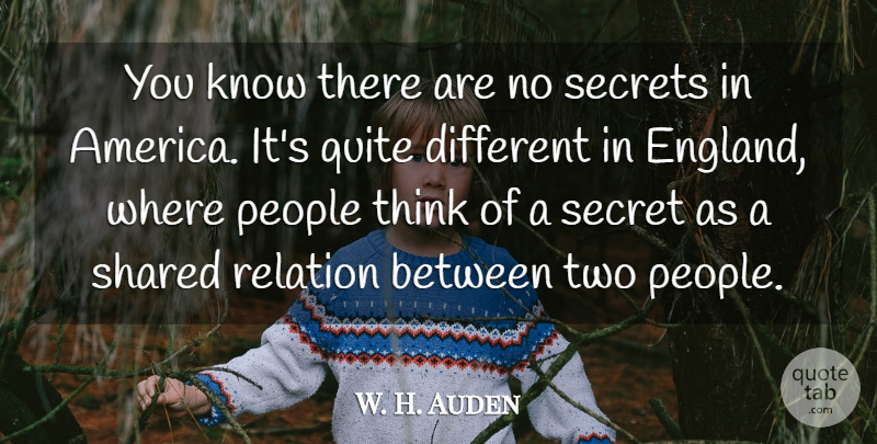 W. H. Auden Quote About Thinking, Two, Keeping Secrets: You Know There Are No...
