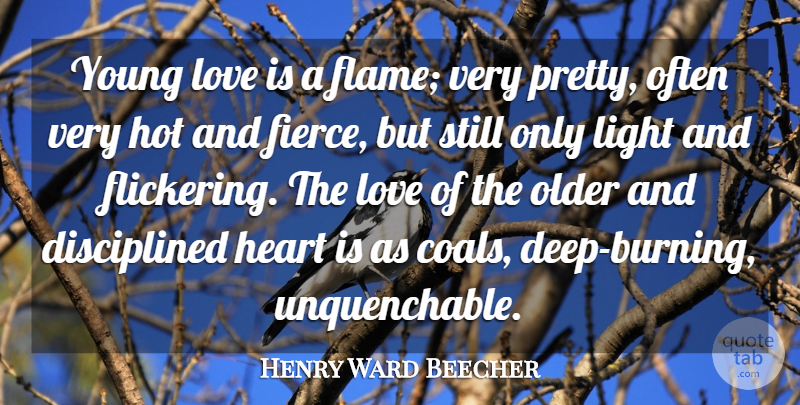 Henry Ward Beecher Quote About Love, Valentines Day, Dream: Young Love Is A Flame...