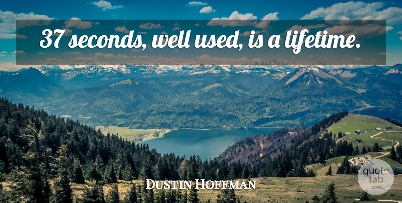 Dustin Hoffman Quote About Meaningful, Lifetime, Used: 37 Seconds Well Used Is...