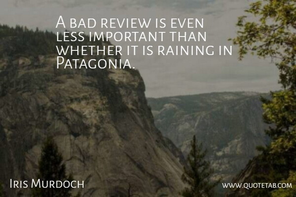 Iris Murdoch Quote About Rain, Important, Criticism: A Bad Review Is Even...