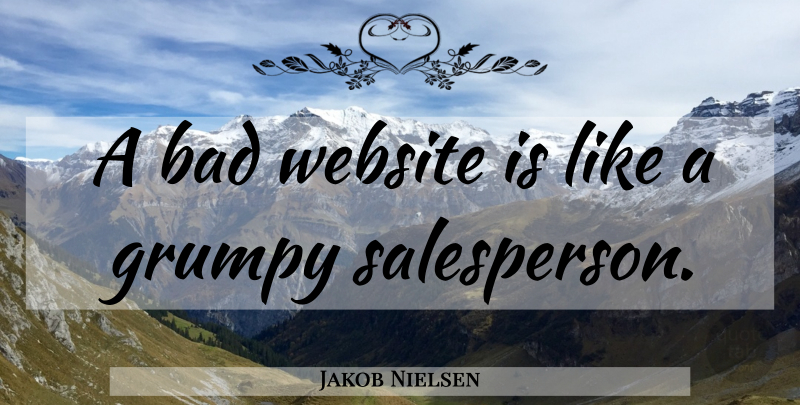 Jakob Nielsen Quote About Design, Grumpy, Website: A Bad Website Is Like...