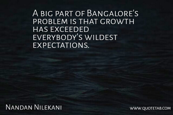 Nandan Nilekani Quote About Exceeded, Growth, Problem, Wildest: A Big Part Of Bangalores...