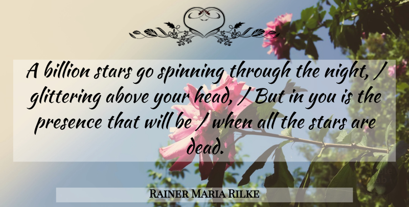 Rainer Maria Rilke Quote About Stars, Night, Spinning: A Billion Stars Go Spinning...