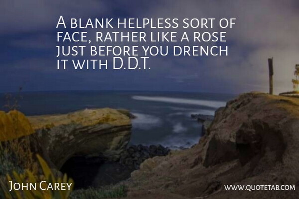 John Carey Quote About Blank, Helpless, Rather, Rose, Sort: A Blank Helpless Sort Of...