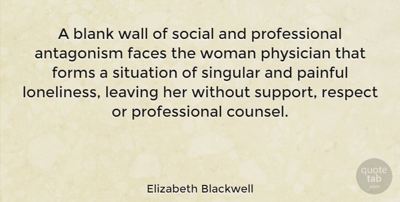 Elizabeth Blackwell Quote About Wall, Loneliness, Support: A Blank Wall Of Social...