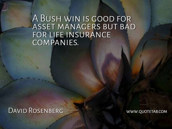 David Rosenberg Quote About Asset, Bad, Bush, Good, Insurance: A Bush Win Is Good...