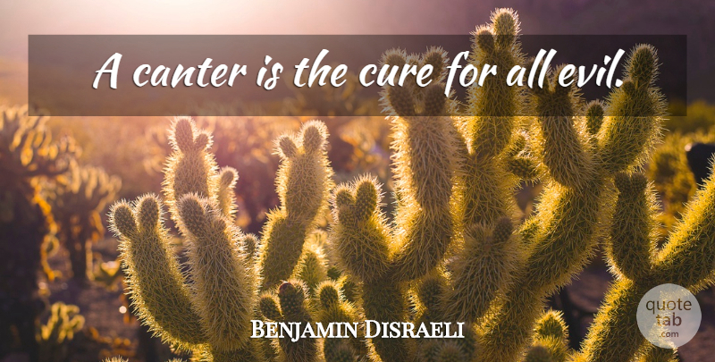 Benjamin Disraeli Quote About Animal, Evil, Pet: A Canter Is The Cure...