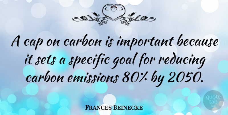 Frances Beinecke Quote About Cap, Reducing, Sets, Specific: A Cap On Carbon Is...