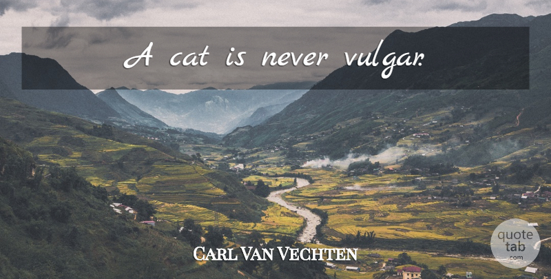 Carl Van Vechten Quote About Cat, Vulgar: A Cat Is Never Vulgar...