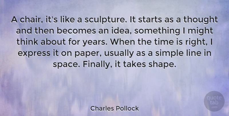 Charles Pollock Quote About Becomes, Express, Line, Might, Starts: A Chair Its Like A...