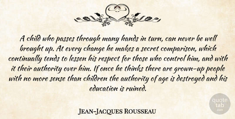 Jean-Jacques Rousseau Quote About Children, Thinking, Hands: A Child Who Passes Through...