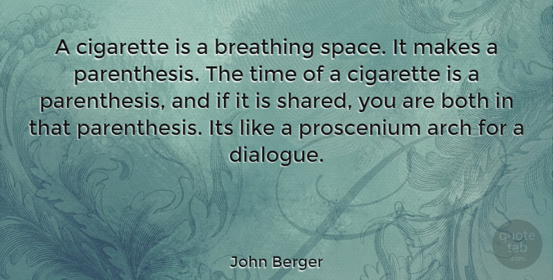 John Berger Quote About Breathing Space, Arches, Cigarette: A Cigarette Is A Breathing...