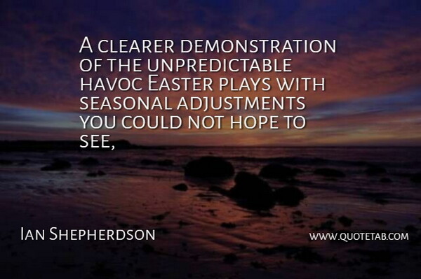 Ian Shepherdson Quote About Clearer, Easter, Havoc, Hope, Plays: A Clearer Demonstration Of The...