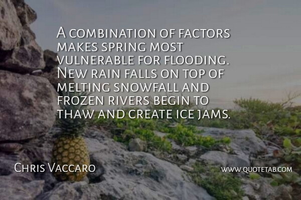 Chris Vaccaro Quote About Begin, Create, Factors, Falls, Frozen: A Combination Of Factors Makes...