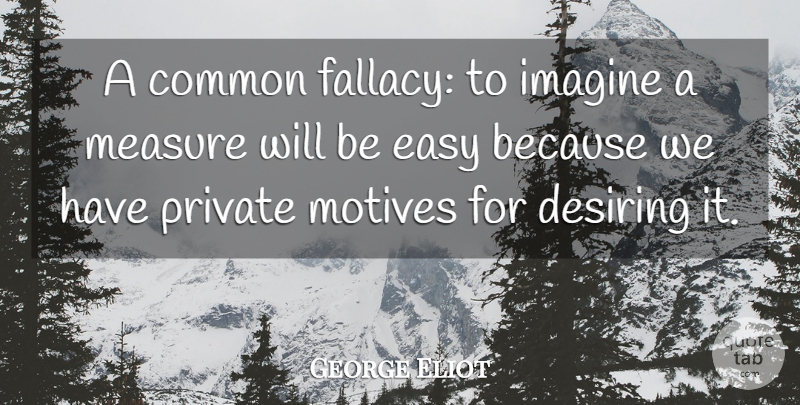 George Eliot Quote About Thinking, Common, Imagine: A Common Fallacy To Imagine...