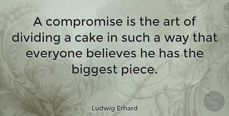 Ludwig Erhard Quote About Art, Believes, Biggest, Dividing: A Compromise Is The Art...