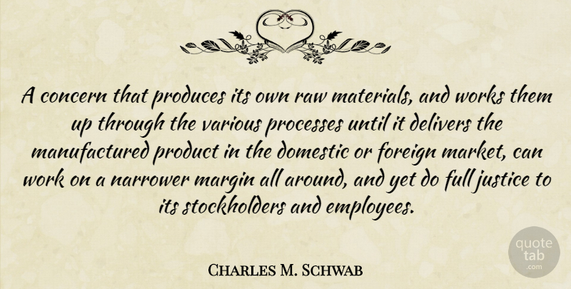 Charles M. Schwab Quote About Concern, Domestic, Foreign, Full, Margin: A Concern That Produces Its...