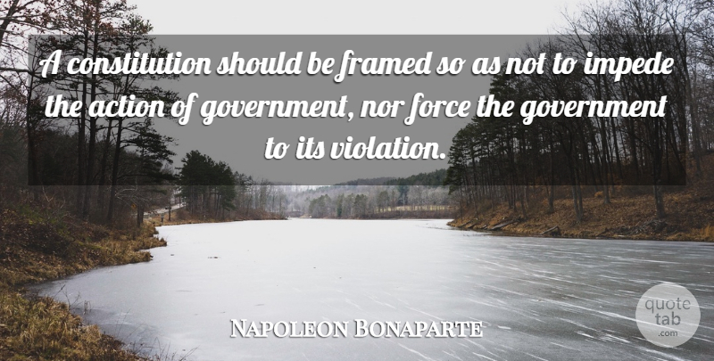 Napoleon Bonaparte Quote About Government, Action, Constitution: A Constitution Should Be Framed...