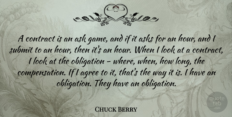 Chuck Berry Quote About Games, Long, Looks: A Contract Is An Ask...