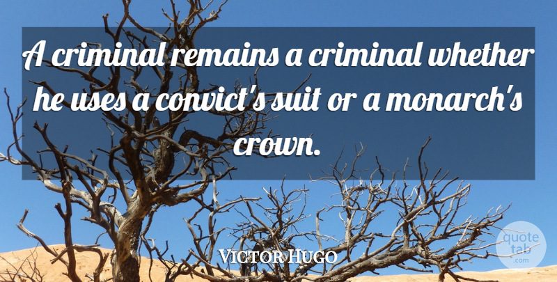 Victor Hugo Quote About Fear, Crowns, Suits: A Criminal Remains A Criminal...