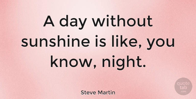 Steve Martin Quote About Funny, Witty, Laughter: A Day Without Sunshine Is...