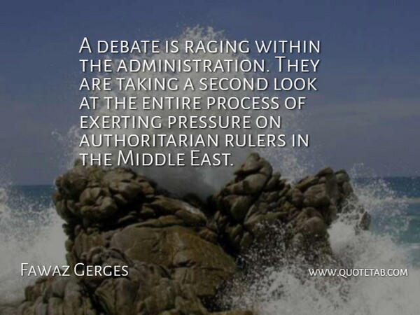 Fawaz Gerges Quote About Debate, Entire, Middle, Pressure, Process: A Debate Is Raging Within...
