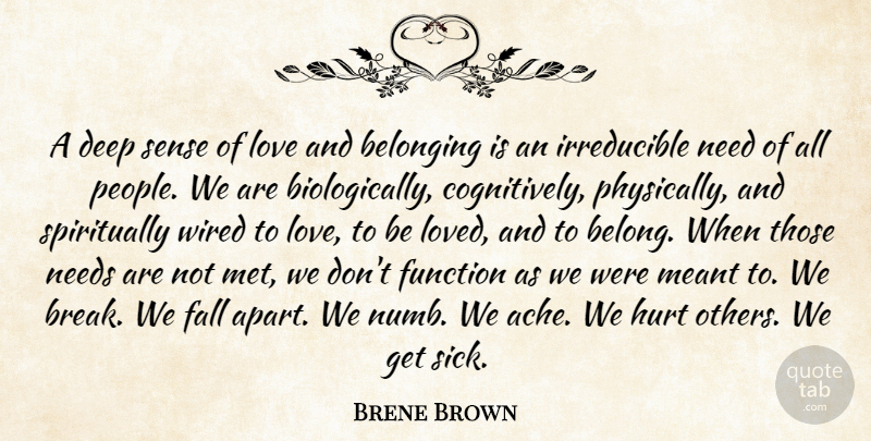 Brene Brown Quote About Hurt, Fall, Sick: A Deep Sense Of Love...