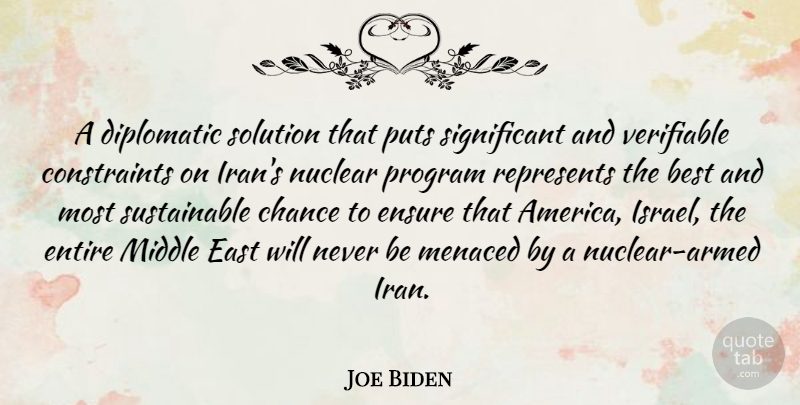 Joe Biden Quote About Best, Chance, Diplomatic, East, Ensure: A Diplomatic Solution That Puts...