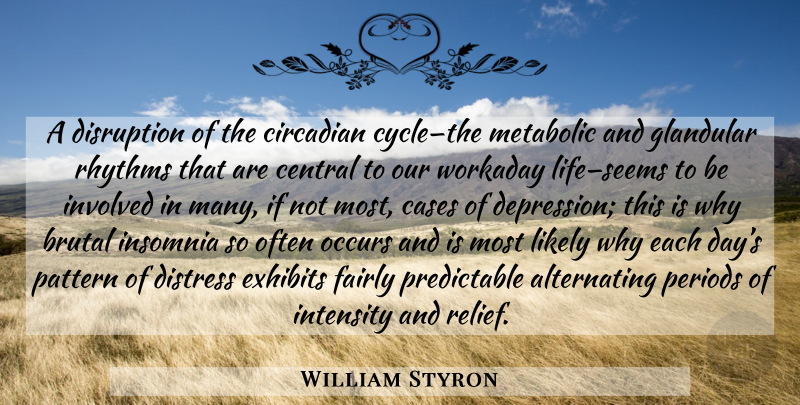 William Styron Quote About Insomnia, Relief, Each Day: A Disruption Of The Circadian...